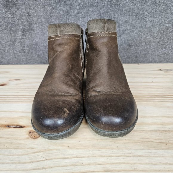 Keen Women Boot Wedge Zip Bootie Size 7.5 Brown Ankle Chukka Pre Owned - Picture 4 of 14